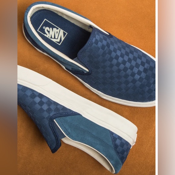 Vans Other - Vans Asher suede checkered slip-ons